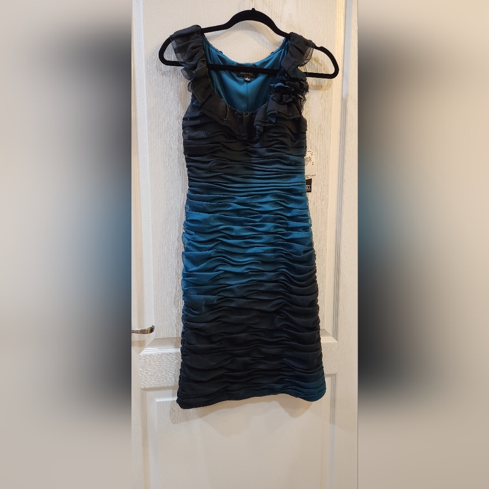 Andianna Papell cocktail dress .black/turquoise Size 6